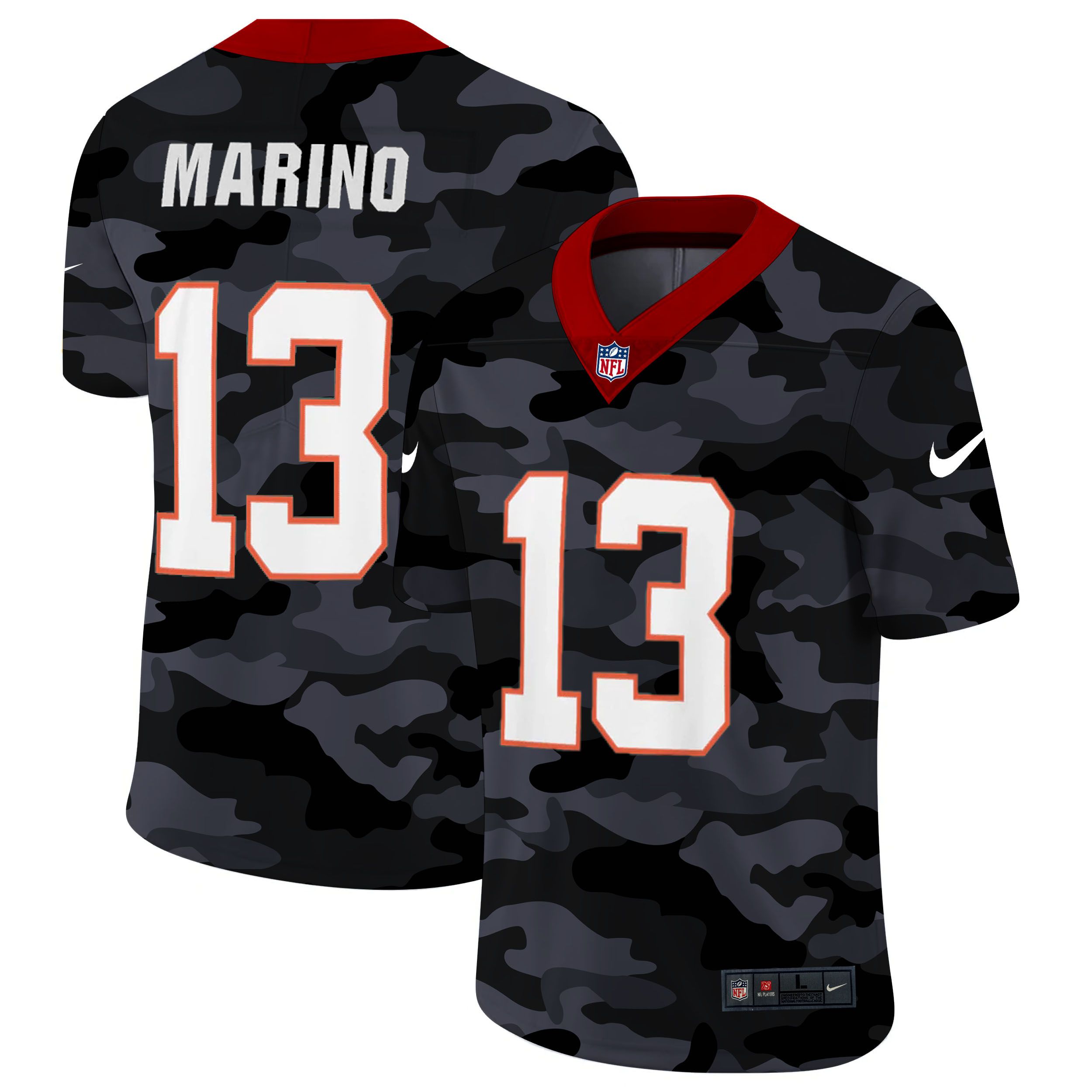 Men Miami Dolphins #13 Marino 2020 Nike Camo Salute to Service Limited NFL Jerseys